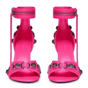 Balenciaga Cagole Pink Strappy Leather Heels NEW